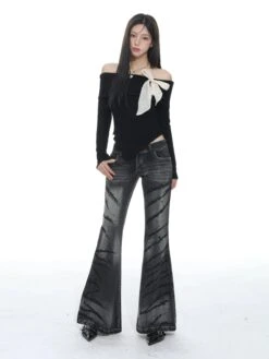 Pointed Hem Off-Shoulder Ribbed Top With Bow Detail -Modern Wear Shop 6363a6e3fde81bcf9e67b950923ffaa2