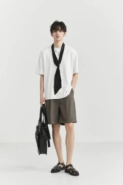 Pleated Tailored Bermuda Shorts With Belt Detail -Modern Wear Shop 6386b3e0f3caab3a598b1d03bc8e81eb