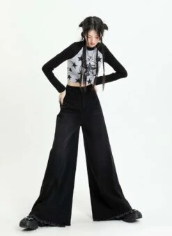 Distressed Hem Extra Wide Leg Jeans -Modern Wear Shop 638774878fafb4702ad851c5357f393d