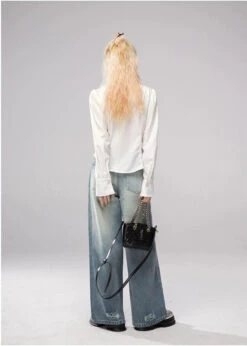 Straight Leg Faded Wash Minimal Jeans -Modern Wear Shop 63b75a61220fed18e38c15560589c7da