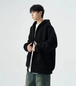 Oversized Zip-Up Sweatshirt Hoodie With Drop Shoulders -Modern Wear Shop 63df51879490c22772d35474d61b5ab9