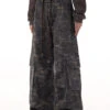 Vintage Camo Print Cargo Pants With Elastic Waist