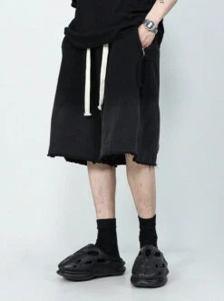 Drawstring Waist Raw Hem Longline Shorts -Modern Wear Shop 64415f8d65f46f208c97d0e974ca9859