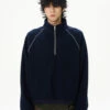 Oversized Contrast-Stitch Quarter Zip Sweatshirt