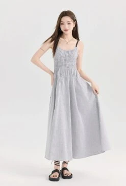 Striped Midi Sundress With Smocked Bodice And Adjustable Straps -Modern Wear Shop 6481da291af42ea96870cc49f4c85981