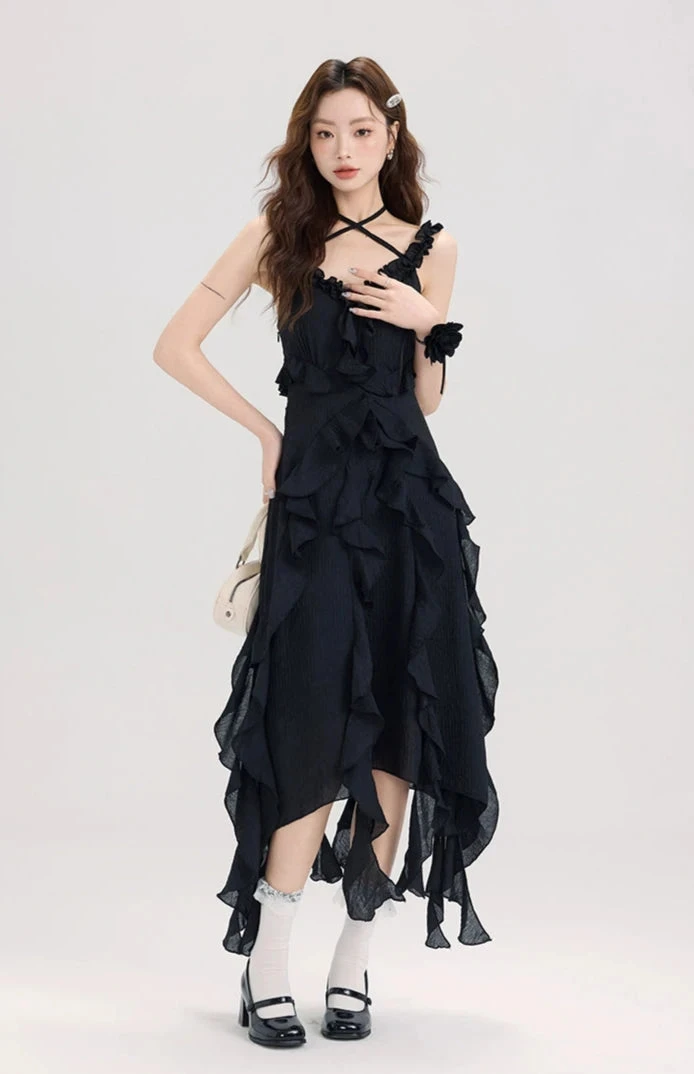Ruffled Asymmetric Hemline Sleeveless Dress 7 Ruffled Asymmetric Hemline Sleeveless Dress - Image 7