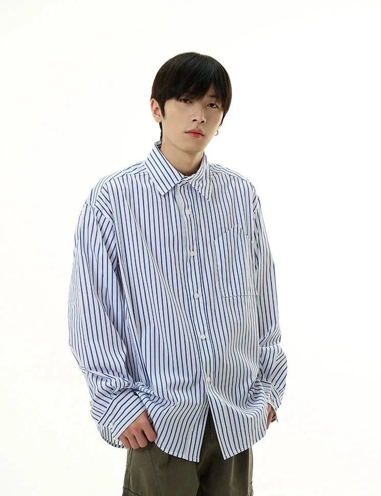 Oversized Boxy Striped Button-Down Shirt 9 Oversized Boxy Striped Button-Down Shirt - Image 9