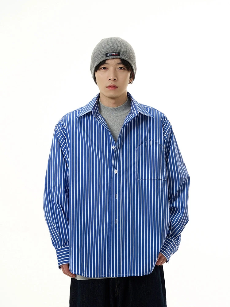 Oversized Boxy Striped Button-Down Shirt 1 Oversized Boxy Striped Button-Down Shirt