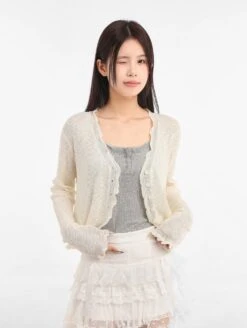 Scallop Hem Sheer Cropped Cardigan 19 Scallop Hem Sheer Cropped Cardigan -Modern Wear Shop 651f5d72620ac462bc60a974adaf7511