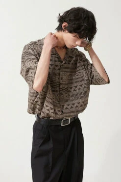 Bohemian Patterned Button-Up Short Sleeve Shirt -Modern Wear Shop 659a497b900952b21bd0106faf00b894