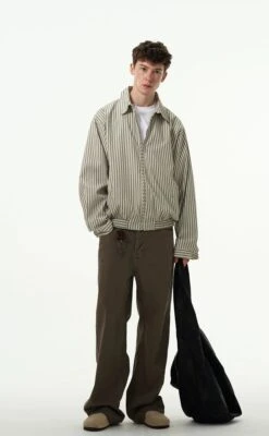 Oversized Striped Zip-Up Collared Jacket -Modern Wear Shop 660eeec83446ed4c368158739884e72b