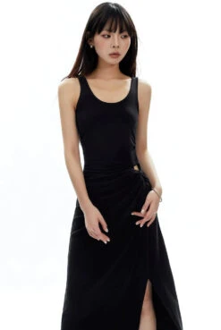 Sleeveless Scoop Neck Maxi Dress With Side Slit And Cut-Out Detail -Modern Wear Shop 6652bff203c9a3908d25578df16265bd
