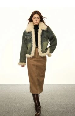 Vintage Washed Faux Fur Trim Denim Jacket -Modern Wear Shop 66d1f6b32df1d77627c590954ad6fbba