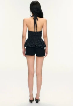 Polka Dot Halter Neck Peplum Top -Modern Wear Shop 66e26e98b89aba7ae26692d79b222a20