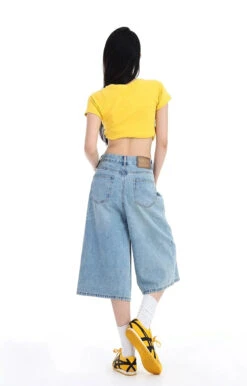 Denim Wide-Leg Culotte Capri Flare Shorts -Modern Wear Shop 6704c59c5ebad0b02767bd1d129cd943