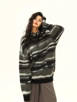 Striped Oversized Drop Shoulder Fuzzy Sweater -Modern Wear Shop 671edc285a5f087a4a8a113ab9dc60b1