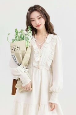 Ruffle Collar Tier Dress -Modern Wear Shop 6743b7fddc6325d8a5e9d635ac3aa50b