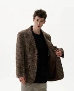 Checker Pattern Single-Breasted Blazer Jacket 14 Checker Pattern Single-Breasted Blazer Jacket -Modern Wear Shop 67476229c1a31c04b7d979d9596ed4d5