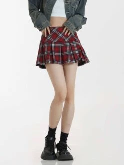 Plaid Tiered Pleated Mini Skirt -Modern Wear Shop 674f58b587f5f58f950608dabdebd851
