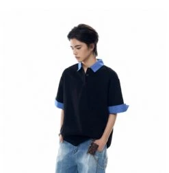 Contrast Plaid Collar Short Sleeve Polo Shirt -Modern Wear Shop 67c776b3003a4fce4295ebcf195b2a7f