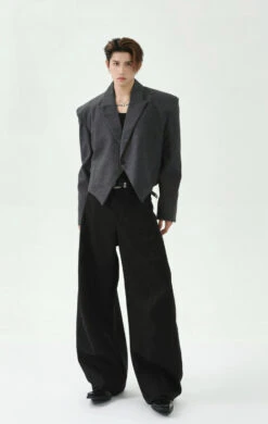 Asymmetric Hem Abstract Print Single-Breasted Boxy Blazer -Modern Wear Shop 67d01c15556e8e81f18cc67ef2089a4c