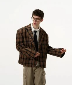 Plaid Single Breasted Boxy Suit Jacket -Modern Wear Shop 67d2ac2ae133504ee76e0f94906f1e22
