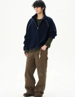 Oversized Contrast-Stitch Quarter Zip Sweatshirt 13 Oversized Contrast-Stitch Quarter Zip Sweatshirt -Modern Wear Shop 67f4953dd75c5f3fb702092db2db5df0