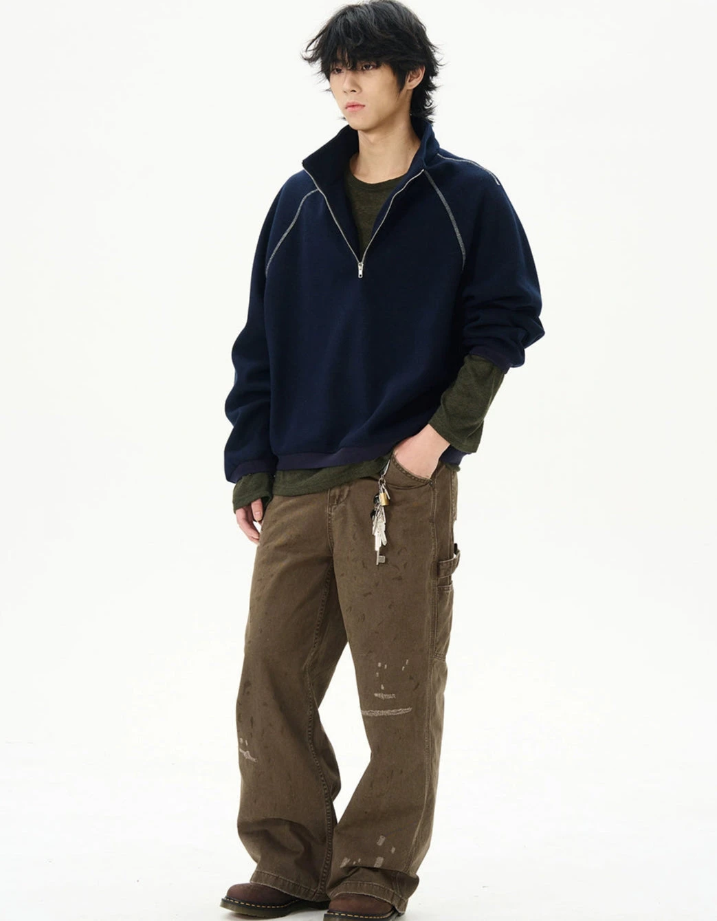 Oversized Contrast-Stitch Quarter Zip Sweatshirt 4 Oversized Contrast-Stitch Quarter Zip Sweatshirt - Image 4