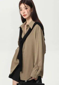 Oversized Long Sleeve Button Shirt -Modern Wear Shop 680e3e3939dedef8b45f47f053c5cf19