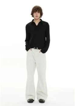 Knit Polo Collar Pullover Sweater Top -Modern Wear Shop 6838bab2235890a711fc32c57c84bed8