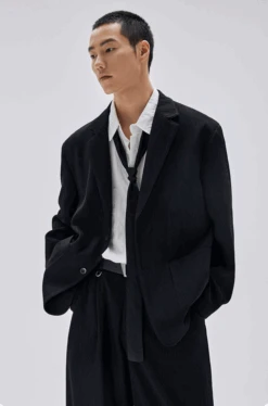 Ribbed Textured Blazer And Wide-Leg Trousers Two-Piece Set -Modern Wear Shop 68407f79e363d86dfe88e17d9ea7d278