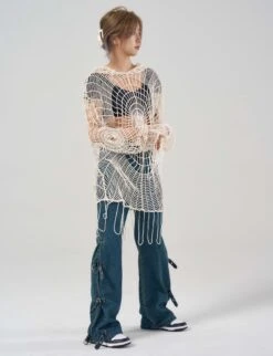 Spider Web Open Knit Hoodie -Modern Wear Shop 68934c064c568f493b13f672d2f37beb