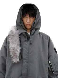 Oversized Parka Jacket With Removable Faux Fur Hood Trim -Modern Wear Shop 68c504d5a12b4a67bb1b03e16200616d