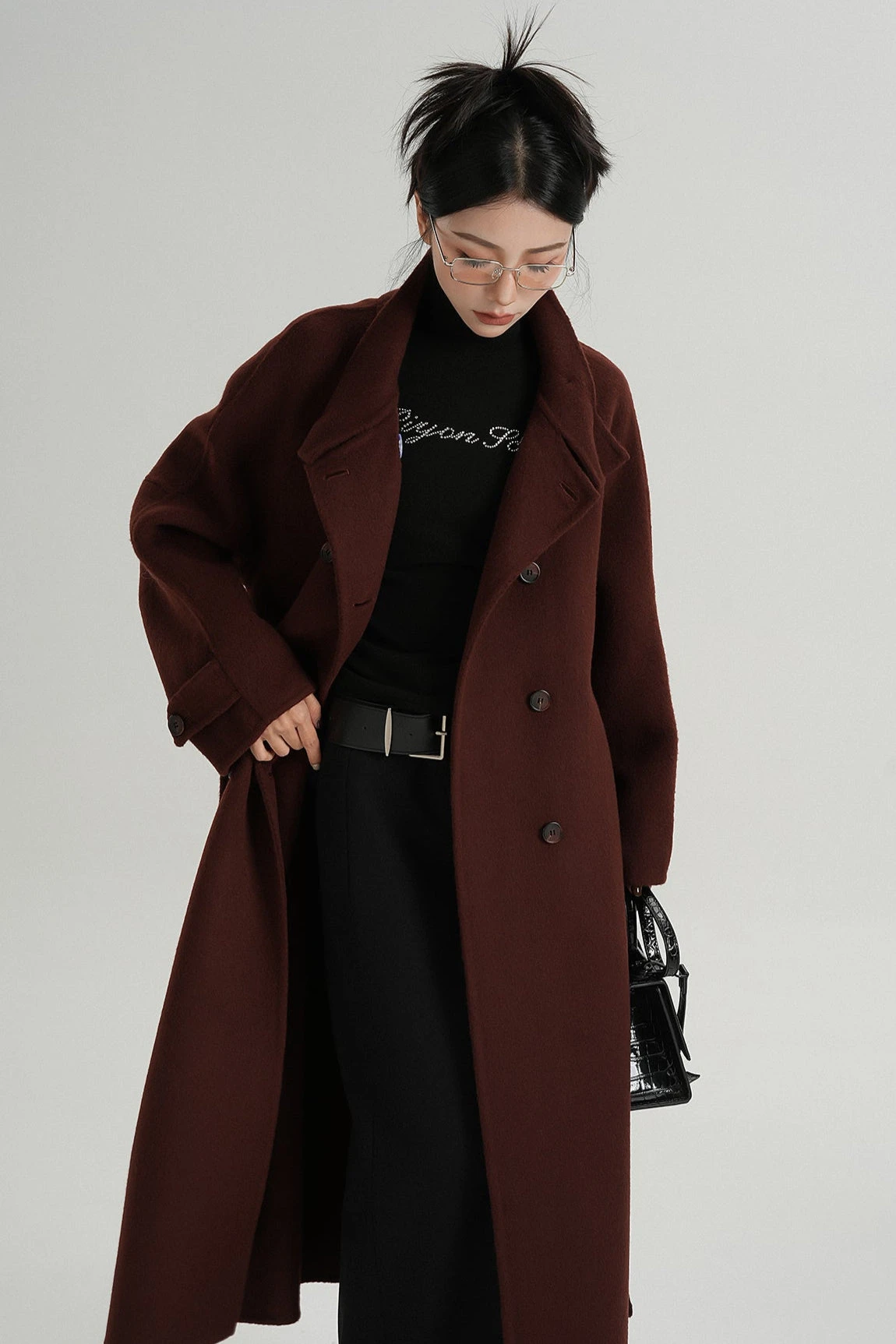 Oversized Double-Breasted Panelled Long Coat 7 Oversized Double-Breasted Panelled Long Coat - Image 7