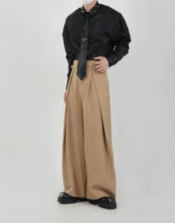 Wide Leg Pleated Palazzo Trousers With Belt Detail -Modern Wear Shop 699c1dc4e038219472a25aaa28481335