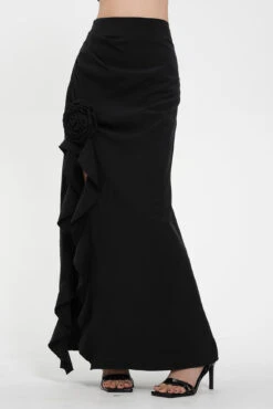 High Waist Ruffled Maxi Skirt With Floral Detail And Side Slit -Modern Wear Shop 6a134f743d7b02f6f52ebc5667402076