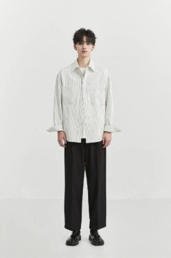 Herringbone Striped Overshirt With Chest Pockets -Modern Wear Shop 6a58c892512f308a8006d036b7ff4010