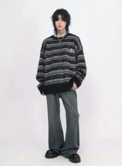 Oversized Multi-Striped Fuzzy Sweater -Modern Wear Shop 6a95b53d378560aa4a7b6cc968052939