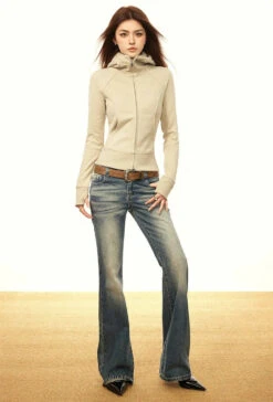 Skinny High Collar Hoodie Zip Jacket -Modern Wear Shop 6b03e5950733aec5a0df091066416c28