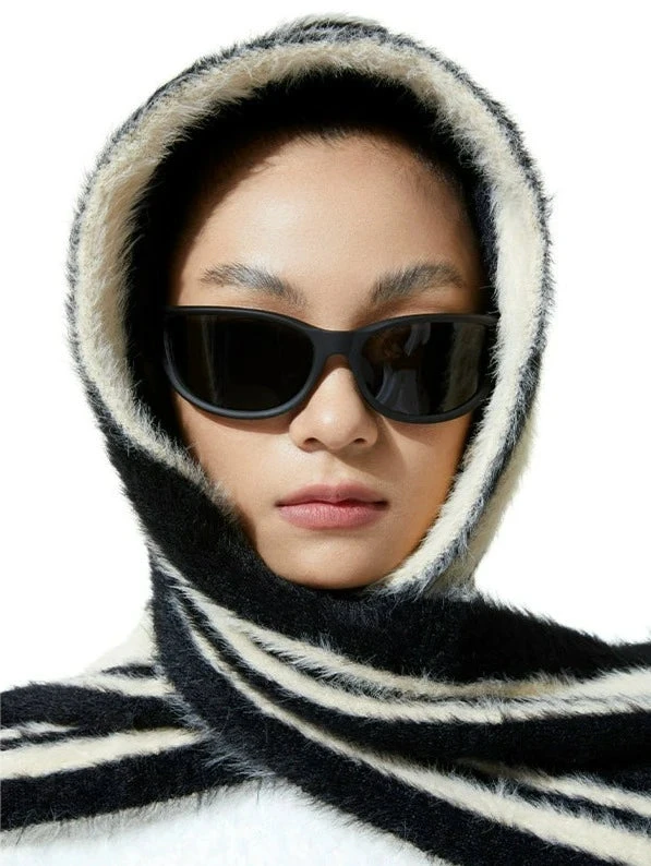 Zebra Stripe Plush Hooded Scarf 6 Zebra Stripe Plush Hooded Scarf - Image 6