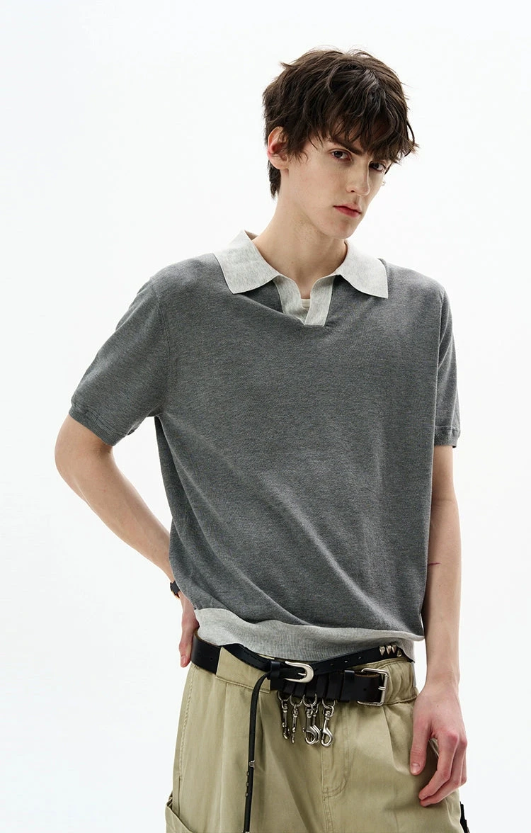 Contrast Trim Short Sleeve Knit Polo Shirt 8 Contrast Trim Short Sleeve Knit Polo Shirt - Image 8
