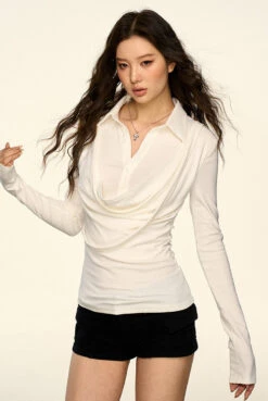 Draped Collar Mock Layered Long Sleeve Top 13 Draped Collar Mock Layered Long Sleeve Top -Modern Wear Shop 6c0c9bfb3c5ec14a5bdc256ed4ac0039