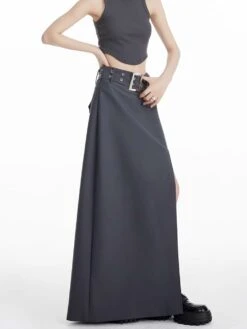 High Slit Maxi Skirt With Belt -Modern Wear Shop 6c2da12f7759e189b0df3b9ff5677216