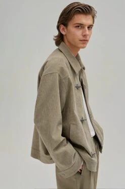 Fireman Clasp-Buckle Corduroy Collared Jacket -Modern Wear Shop 6c3c8b8e0aeb9529e80a5746c5c8a12c