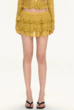 Sheer Ruffle Hem Button Knit Top And Tiered Mini Skirt Two-Piece Set -Modern Wear Shop 6c89da29de65ca282178a28fa185687f