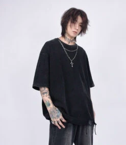 Distressed T-Shirt With Chain Accessory -Modern Wear Shop 6c9404cdbda24fd5f0b289dfa8d63ceb