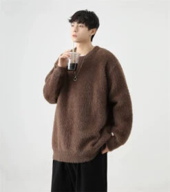 Fuzzy Crew Neck Oversized Knit Sweater 14 Fuzzy Crew Neck Oversized Knit Sweater -Modern Wear Shop 6ca6fe4e420aefc21b173e968dcce68b