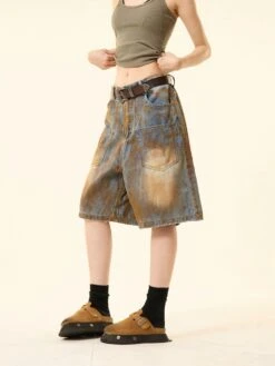 Sandblast Denim Bermuda Shorts With Oversized Pockets -Modern Wear Shop 6cb7649331989cb4feddd196ce561933