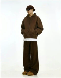 Oversized Mid-Crop Zip-Up Lightweight Hoodie With Pockets -Modern Wear Shop 6d25496507ec64ad1fa78cd74a81c402