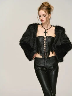 Faux Fur V-Neck Short Coat -Modern Wear Shop 6d44740a8ad2b63d7231f44d98ae391d